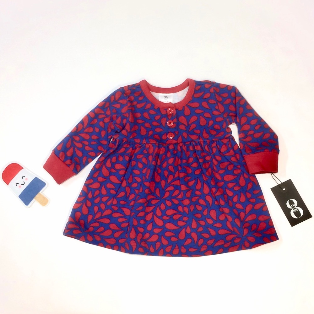 Vintage Hanna blue tear drop red dress